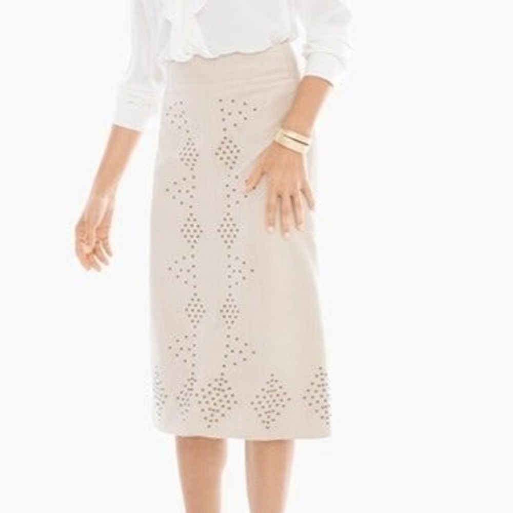 Chico's Faux Suede Embellished Midi Skirt